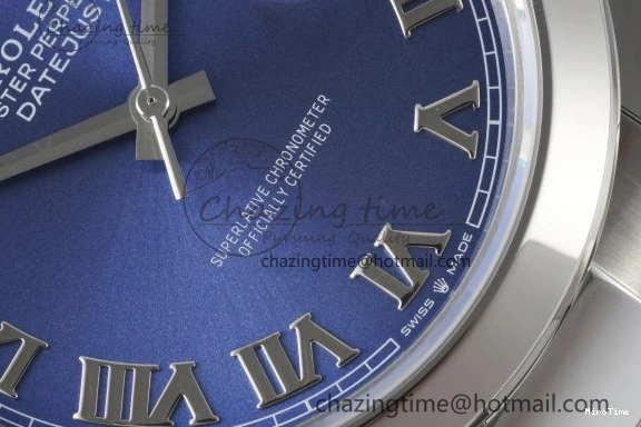 MiroTime 0423 Modern DateJust 41 SS Polished Bezel KING 1:1 Best Edition 904L Steel Blue Roman Dial on Oyster Bracelet VR 2212